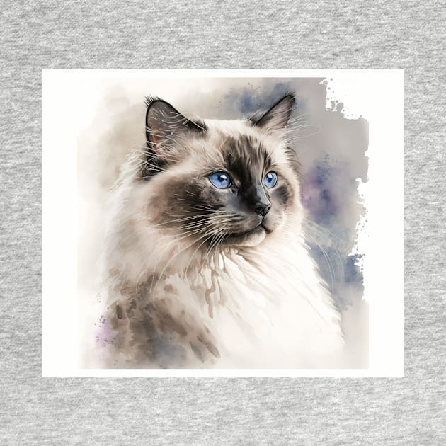 Rag Doll Cat Watercolour Painting by TheArtfulAI